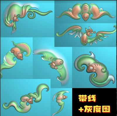 A-040小蝙蝠精雕图 玉雕图素材 浮雕灰度图JDP