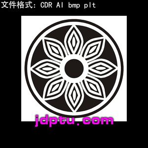 s-66吉祥莲花古钱币花钱八方进财激光标机矢量图bmp灰度图