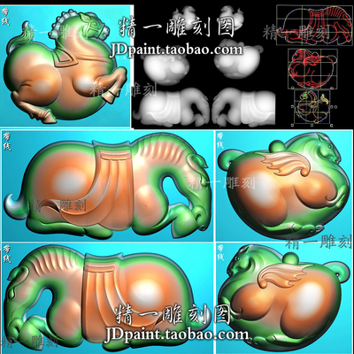 A-1925三款生肖马小肥唐马挂件手把件带线