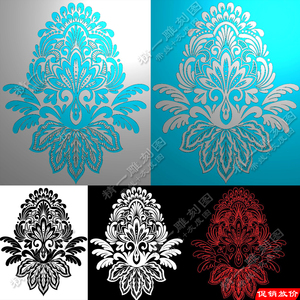 A-432带线激光雕刻欧式花纹黑白矢量图精雕图灰度图bmp浮雕刻图.rar