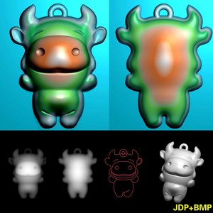 A-278卡通小生肖牛精雕图jdp灰度图bmp浮雕刻图