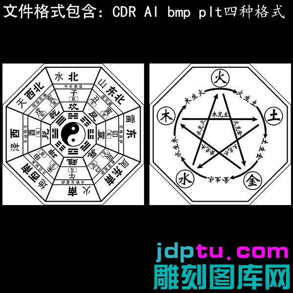 s-83生肖五行罗盘太极八卦图十二时辰天干地支矢量图激光标机矢量图bmp灰度图