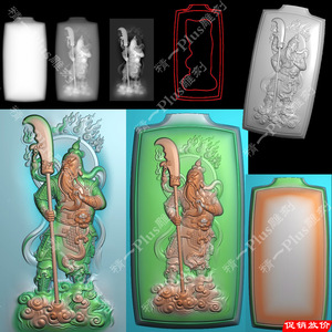 A-789站关公平安无事面包牌边框线精雕图jdp灰度图bmp浮雕图.zip