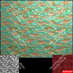 A-598满祥云底带线精雕图拼图素材jdp格式bmp灰度浮雕刻图.rar