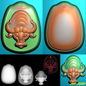 A-233新款玉雕生肖牛挂件平安无事牌挂件吊坠精雕图jdp灰度图bmp素材