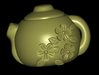 梅花雕刻小茶壶圆雕图