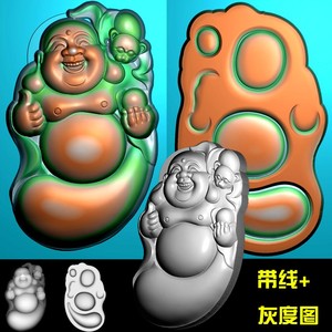 免费A-088随形站佛福在眼前jdp精雕图bmp灰度图带线电脑浮雕刻图正反面