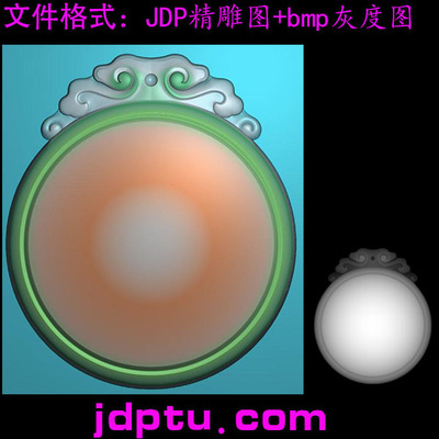 A-028圆牌头边框平安牌挂件精雕图浮雕图电脑机器雕刻图灰度图