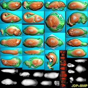 A-223小金龙鱼动物海豚精雕图bmp灰度图浮雕图电脑雕刻图素材