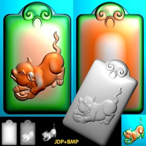 A-176新款生肖猪牌精雕图jdp灰度图bmp浮雕电脑雕刻图