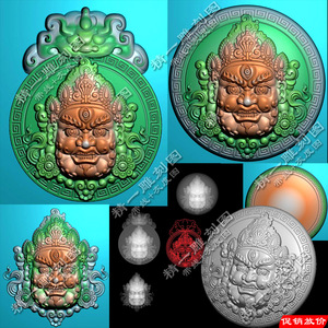 A-455玉雕财神头兽头平安无事牌车挂件精雕图电脑雕刻图.rar