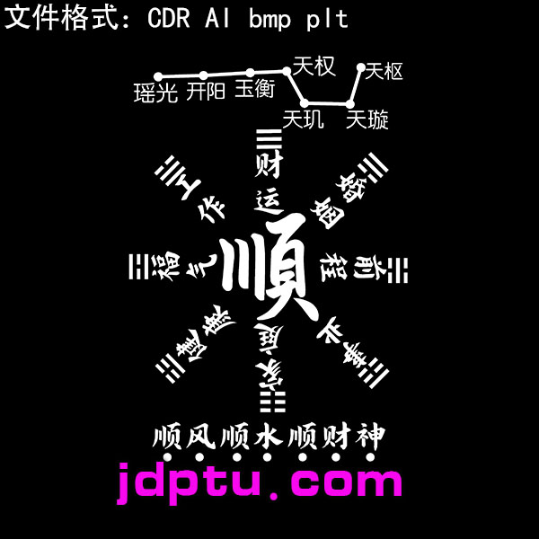 s-77一切顺顺风顺水顺财神46牌激光标机矢量图bmp灰度图