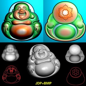 A-162大笑大肚佛弥勒佛正反面精雕图玉雕图jdp灰度图bmp浮雕图