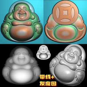 免费A-103大肚弥勒佛正反面玉雕精雕图jdp电脑浮雕灰度图bmp格式
