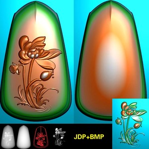 A-168长款莲藕荷花平安无事牌玉雕精雕图灰度图bmp浮雕电脑雕刻图素材