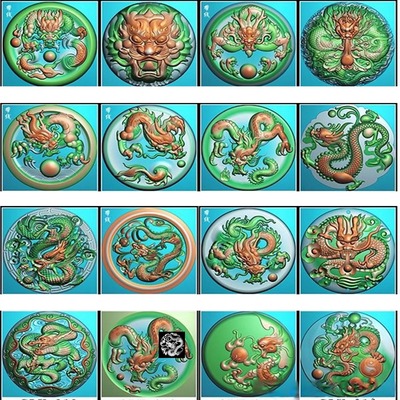 免费圆生肖龙牌挂件十七张打包精雕图