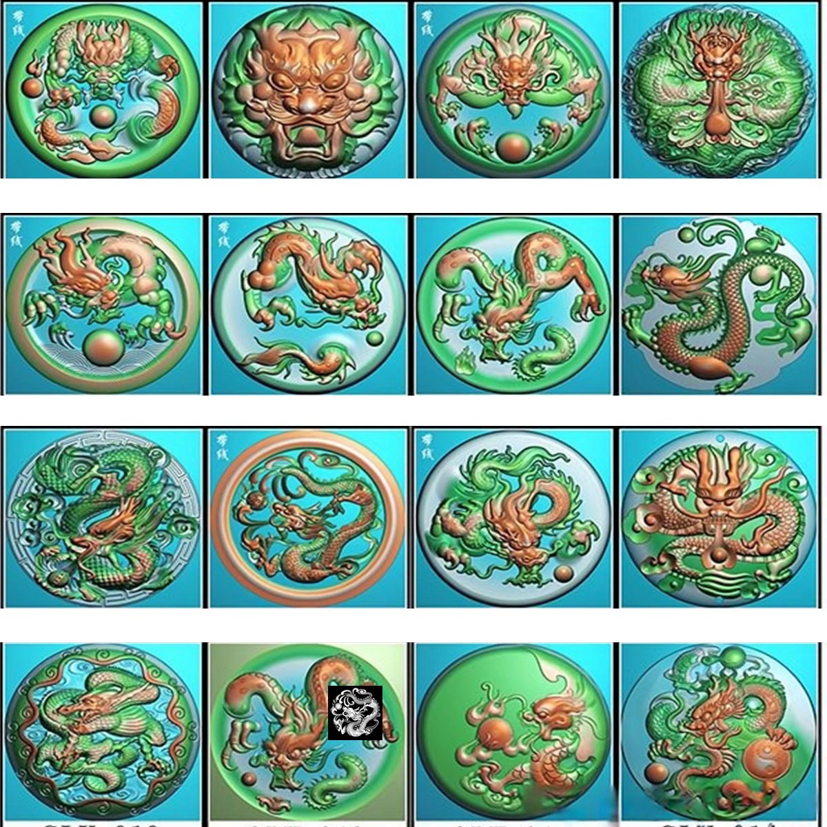 免费圆生肖龙牌挂件十七张打包精雕图