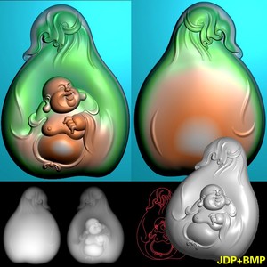 A-229弥勒布袋佛挂件杂件手把件玉雕灰度图bmp浮雕图jdp文件