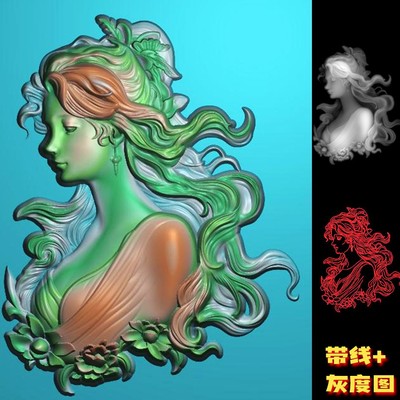 A-166欧式人物 现代人物美女精雕图jdp灰度图bmp浮雕图木雕图电脑雕刻图