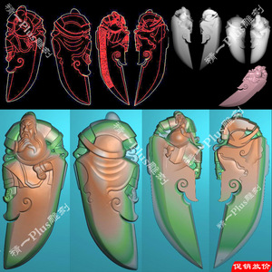 A-860随形关公月牙刀形精雕图.zip