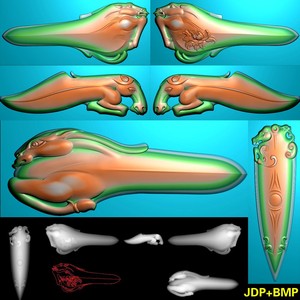 A-230随形仿古马剑牌杂件挂件灰度图精雕图jdp文件